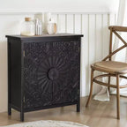 Captiva Designs Buffet de ferme à portes avec motif floral sculpté pour salon