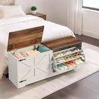 Banc de rangement pour chaussures Meuble à chaussures avec tiroir basculant et rangement à rabat Blanc ou Rustique foncé