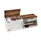 Banc de rangement pour chaussures Meuble à chaussures avec tiroir basculant et rangement à rabat Blanc ou Rustique foncé