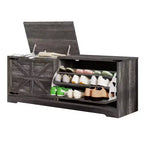 Banc de rangement pour chaussures Meuble à chaussures avec tiroir basculant et rangement à rabat Blanc ou Rustique foncé