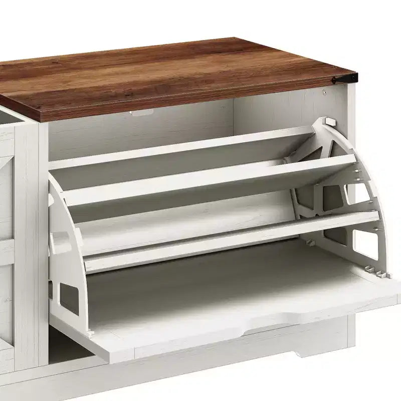 Banc de rangement pour chaussures Meuble à chaussures avec tiroir basculant et rangement à rabat Blanc ou Rustique foncé
