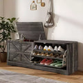 Banc de rangement pour chaussures Meuble à chaussures avec tiroir basculant et rangement à rabat Blanc ou Rustique foncé