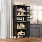 COZONY Armoire de Rangement Haute de 180 cm à 5 Niveaux, Organiseur de Garde-Manger à 4 Portes avec Étagères Réglables pour Cuisine, Salle de Bain, Salle à Manger
