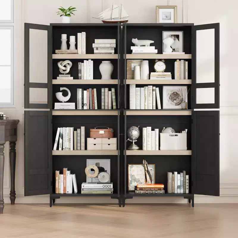 COZONY Armoire de Rangement Haute de 180 cm à 5 Niveaux, Organiseur de Garde-Manger à 4 Portes avec Étagères Réglables pour Cuisine, Salle de Bain, Salle à Manger
