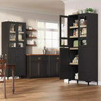 COZONY Armoire de Rangement Haute de 180 cm à 5 Niveaux, Organiseur de Garde-Manger à 4 Portes avec Étagères Réglables pour Cuisine, Salle de Bain, Salle à Manger