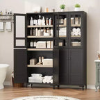 COZONY Armoire de Rangement Haute de 180 cm à 5 Niveaux, Organiseur de Garde-Manger à 4 Portes avec Étagères Réglables pour Cuisine, Salle de Bain, Salle à Manger