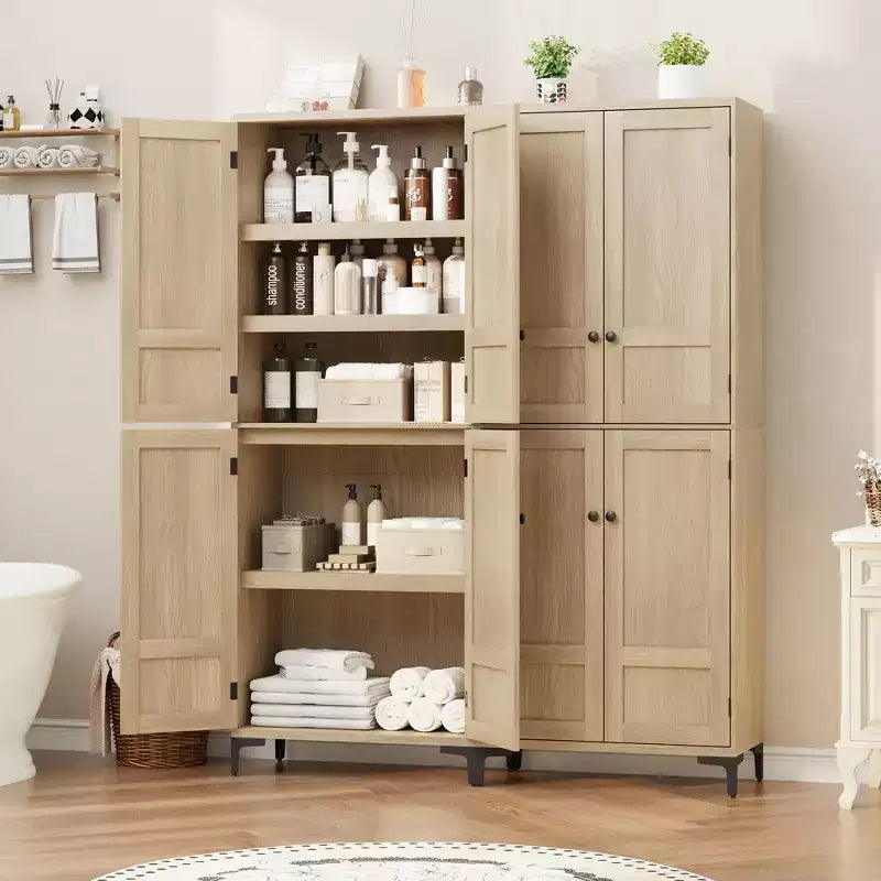 COZONY Armoire de Rangement Haute de 180 cm à 5 Niveaux, Organiseur de Garde-Manger à 4 Portes avec Étagères Réglables pour Cuisine, Salle de Bain, Salle à Manger
