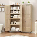 COZONY Armoire de Rangement Haute de 180 cm à 5 Niveaux, Organiseur de Garde-Manger à 4 Portes avec Étagères Réglables pour Cuisine, Salle de Bain, Salle à Manger