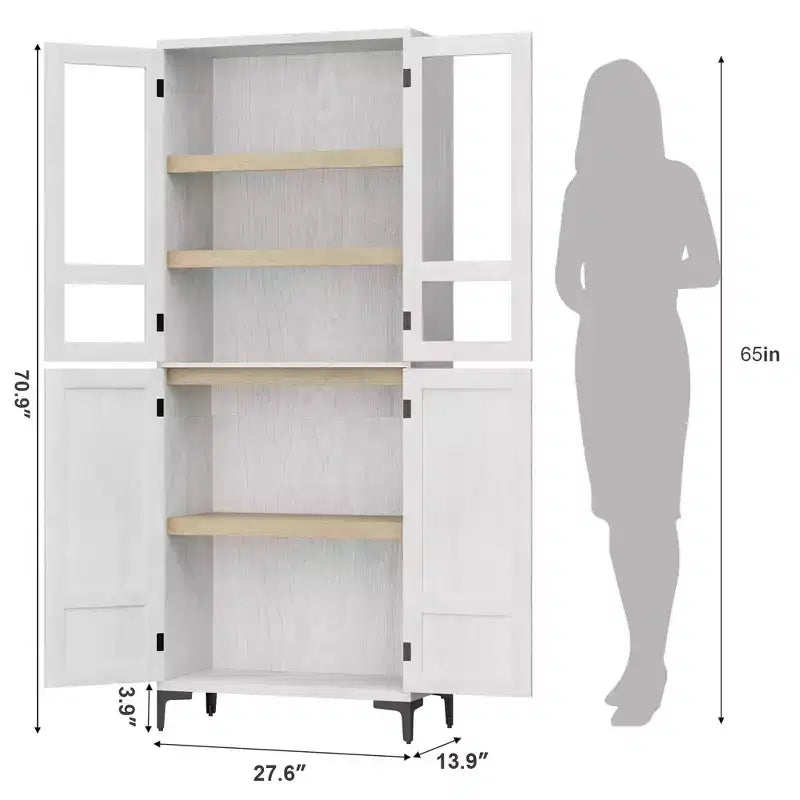 COZONY Armoire de Rangement Haute de 180 cm à 5 Niveaux, Organiseur de Garde-Manger à 4 Portes avec Étagères Réglables pour Cuisine, Salle de Bain, Salle à Manger