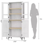 COZONY Armoire de Rangement Haute de 180 cm à 5 Niveaux, Organiseur de Garde-Manger à 4 Portes avec Étagères Réglables pour Cuisine, Salle de Bain, Salle à Manger