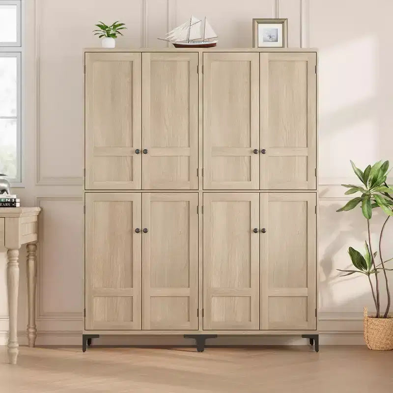 COZONY Armoire de Rangement Haute de 180 cm à 5 Niveaux, Organiseur de Garde-Manger à 4 Portes avec Étagères Réglables pour Cuisine, Salle de Bain, Salle à Manger