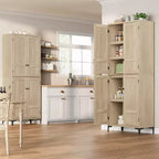 COZONY Armoire de Rangement Haute de 180 cm à 5 Niveaux, Organiseur de Garde-Manger à 4 Portes avec Étagères Réglables pour Cuisine, Salle de Bain, Salle à Manger