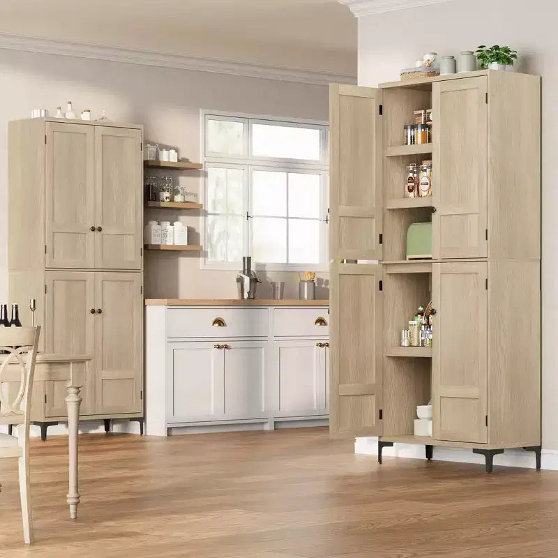 COZONY Armoire de Rangement Haute de 180 cm à 5 Niveaux, Organiseur de Garde-Manger à 4 Portes avec Étagères Réglables pour Cuisine, Salle de Bain, Salle à Manger