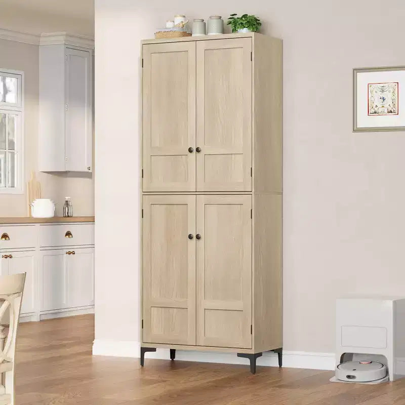 COZONY Armoire de Rangement Haute de 180 cm à 5 Niveaux, Organiseur de Garde-Manger à 4 Portes avec Étagères Réglables pour Cuisine, Salle de Bain, Salle à Manger