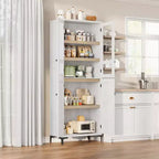 COZONY Armoire de Rangement Haute de 180 cm à 5 Niveaux, Organiseur de Garde-Manger à 4 Portes avec Étagères Réglables pour Cuisine, Salle de Bain, Salle à Manger