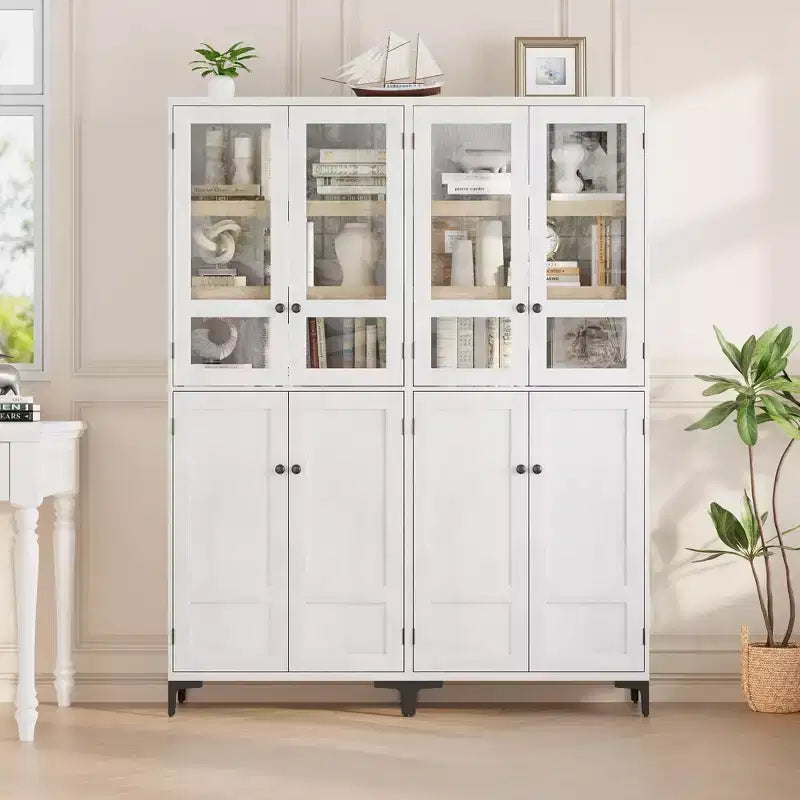 COZONY Armoire de Rangement Haute de 180 cm à 5 Niveaux, Organiseur de Garde-Manger à 4 Portes avec Étagères Réglables pour Cuisine, Salle de Bain, Salle à Manger