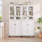 COZONY Armoire de Rangement Haute de 180 cm à 5 Niveaux, Organiseur de Garde-Manger à 4 Portes avec Étagères Réglables pour Cuisine, Salle de Bain, Salle à Manger