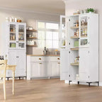 COZONY Armoire de Rangement Haute de 180 cm à 5 Niveaux, Organiseur de Garde-Manger à 4 Portes avec Étagères Réglables pour Cuisine, Salle de Bain, Salle à Manger