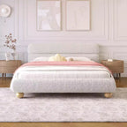GDFStudio Philemon Contemporary Low Profile Upholstered Queen Size Bed with Teddy Fleece Fabric and Wood Legs