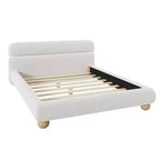 Lit Queen contemporain rembourré GDFStudio Philemon avec profil bas, tissu polaire Teddy et pieds en bois