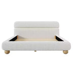 Lit Queen contemporain rembourré GDFStudio Philemon avec profil bas, tissu polaire Teddy et pieds en bois
