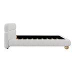 Lit Queen contemporain rembourré GDFStudio Philemon avec profil bas, tissu polaire Teddy et pieds en bois