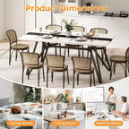 Zevemomo70.9Table de salle à manger pour 6 à 8 personnes, Table de salle à manger de style ferme, avec plateau spacieux et base triangulaire en acier pour cuisine, salle à manger - Blanc