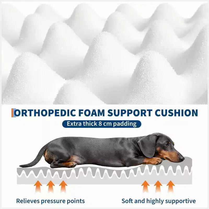 65x41x12 Lit pour chien pour humain et animaux de compagnie, en fausse fourrure, amovible, avec poignée portable, poche latérale, mousse orthopédique en œuf, grands lits pour chiens