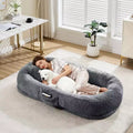 65x41x12 Human Dog Bed for Adult & Pets, Faux Fur Removable Human Dogs Bed with Portable Handle, Side Pocket, Egg Orthopedic Foam, Large Dog Beds