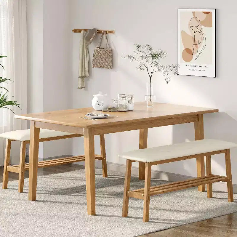 Banc de salle à manger VINGLI en bois massif 39, banc en bois pour entrée, chambre à coucher, avec rangement pour chaussures