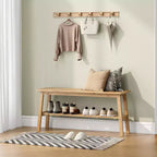 Banc de salle à manger VINGLI en bois massif 39, banc en bois pour entrée, chambre à coucher, avec rangement pour chaussures