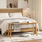 Banc de salle à manger VINGLI en bois massif 39, banc en bois pour entrée, chambre à coucher, avec rangement pour chaussures