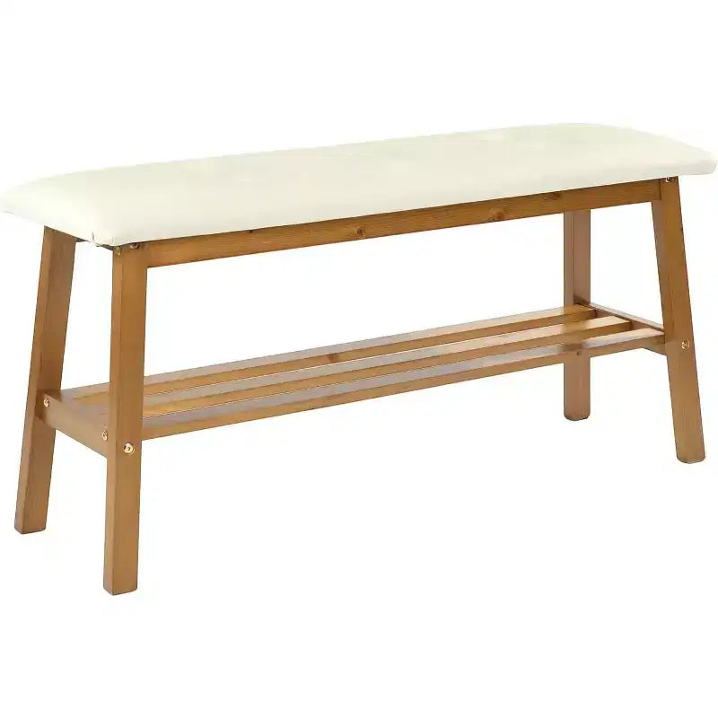 Banc de salle à manger VINGLI en bois massif 39, banc en bois pour entrée, chambre à coucher, avec rangement pour chaussures