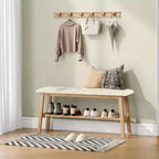 Banc de salle à manger VINGLI en bois massif 39, banc en bois pour entrée, chambre à coucher, avec rangement pour chaussures