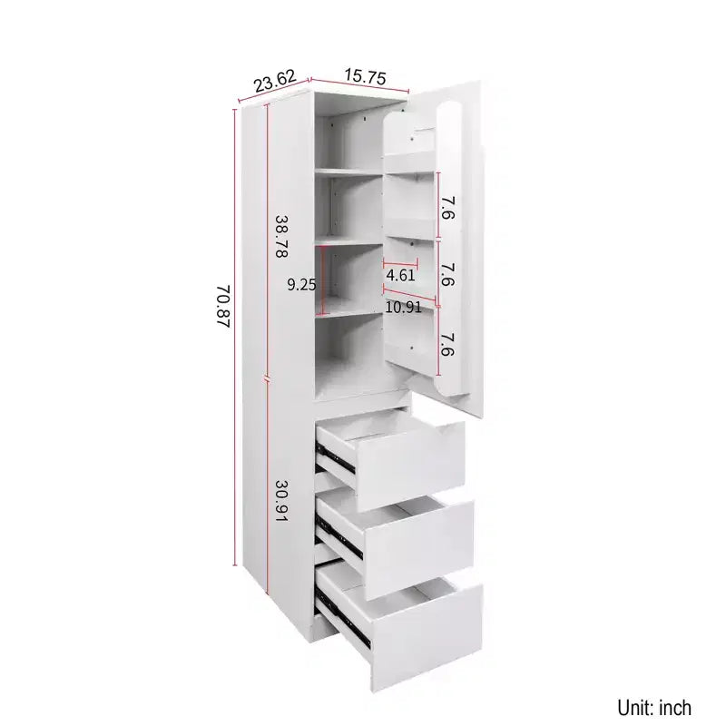 Meuble de rangement AndMakers en bois blanc de 40 cm avec tiroirs