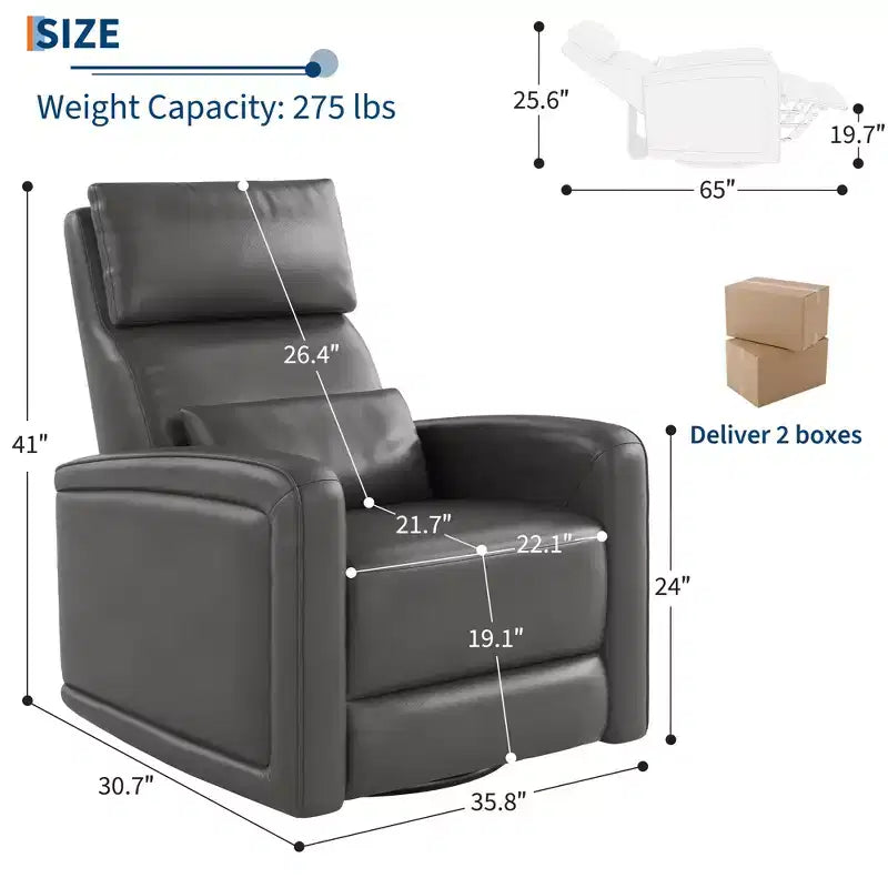 Fauteuil inclinable manuel, fauteuil à bascule pivotant à 360°, canapé simple avec dossier ergonomique, adapté au salon