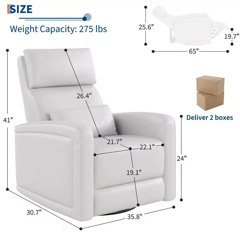Fauteuil inclinable manuel, fauteuil à bascule pivotant à 360°, canapé simple avec dossier ergonomique, adapté au salon