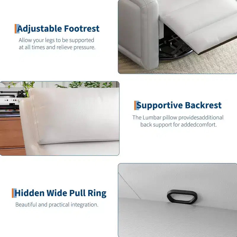 Fauteuil inclinable manuel, fauteuil à bascule pivotant à 360°, canapé simple avec dossier ergonomique, adapté au salon