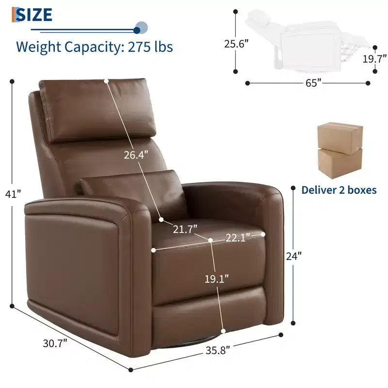 Fauteuil inclinable manuel, fauteuil à bascule pivotant à 360°, canapé simple avec dossier ergonomique, adapté au salon
