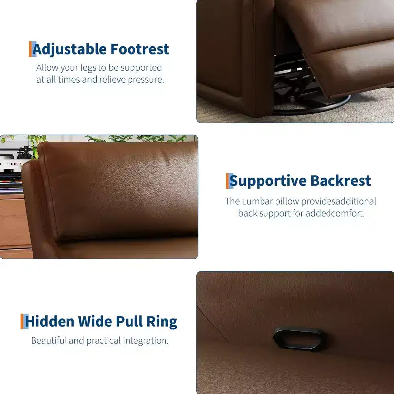 Fauteuil inclinable manuel, fauteuil à bascule pivotant à 360°, canapé simple avec dossier ergonomique, adapté au salon