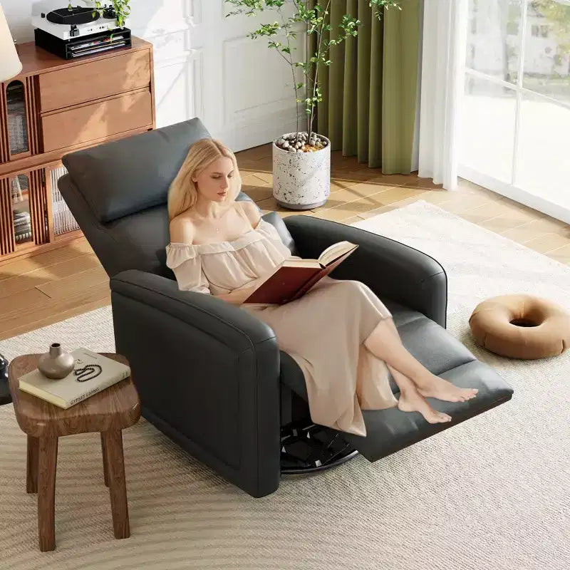 Fauteuil inclinable manuel, fauteuil à bascule pivotant à 360°, canapé simple avec dossier ergonomique, adapté au salon