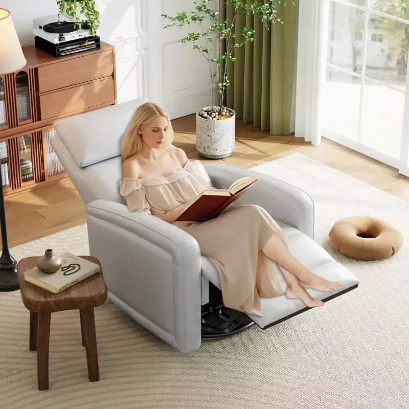 Fauteuil inclinable manuel, fauteuil à bascule pivotant à 360°, canapé simple avec dossier ergonomique, adapté au salon