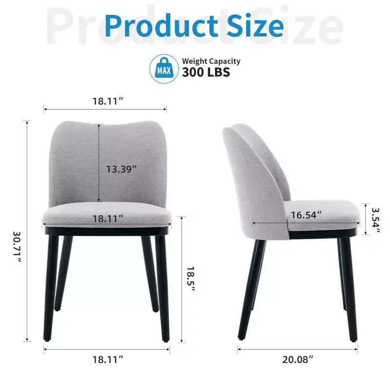COZONY Lot de 2 chaises de salle à manger, chaises d'appoint modernes rembourrées en tissu avec assise matelassée et pieds en bois, chaises de salle à manger, cuisine et salon