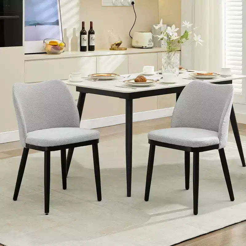 COZONY Lot de 2 chaises de salle à manger, chaises d'appoint modernes rembourrées en tissu avec assise matelassée et pieds en bois, chaises de salle à manger, cuisine et salon