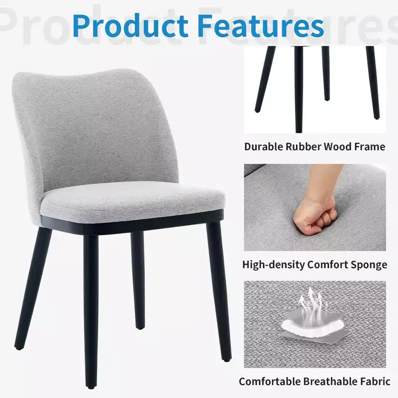 COZONY Lot de 2 chaises de salle à manger, chaises d'appoint modernes rembourrées en tissu avec assise matelassée et pieds en bois, chaises de salle à manger, cuisine et salon