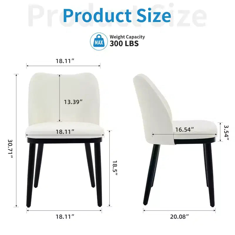 COZONY Lot de 2 chaises de salle à manger, chaises d'appoint modernes rembourrées en tissu avec assise matelassée et pieds en bois, chaises de salle à manger, cuisine et salon