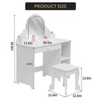 Coiffeuse pour enfants COZONY avec miroir et tabouret, luminosité réglable, tiroir et étagères de rangement, pour filles de 3 à 9 ans