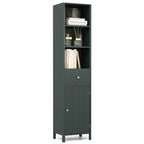 Meuble Haut de Salle de Bain Costway 170 cm avec 3 Étagères Ouvertes, 1 Tiroir, Étagère Intérieure Réglable Blanc/Blanc cassé/Noir/Vert/Gris