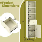 Meuble Haut de Salle de Bain Costway 170 cm avec 3 Étagères Ouvertes, 1 Tiroir, Étagère Intérieure Réglable Blanc/Blanc cassé/Noir/Vert/Gris