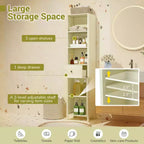 Meuble Haut de Salle de Bain Costway 170 cm avec 3 Étagères Ouvertes, 1 Tiroir, Étagère Intérieure Réglable Blanc/Blanc cassé/Noir/Vert/Gris